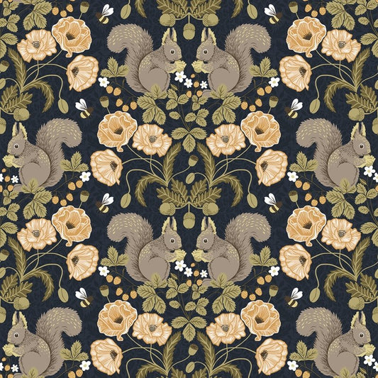 View 2999-44123 Annelie Kurre Dark Blue Woodland Damask Dark Blue A-Street Prints Wallpaper