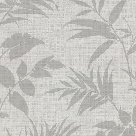 View 2921-50800 Warner Textures IX 2754 Main Street Chandler Light Grey Botanical Faux Grasscloth Wallpaper Light Grey by Warner Wallpaper