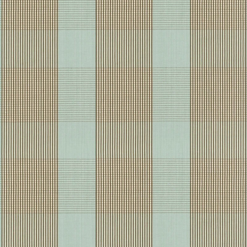 Purchase sample of 63023 Avon Gingham Plaid, Mocha/Aqua by Schumacher Fabric