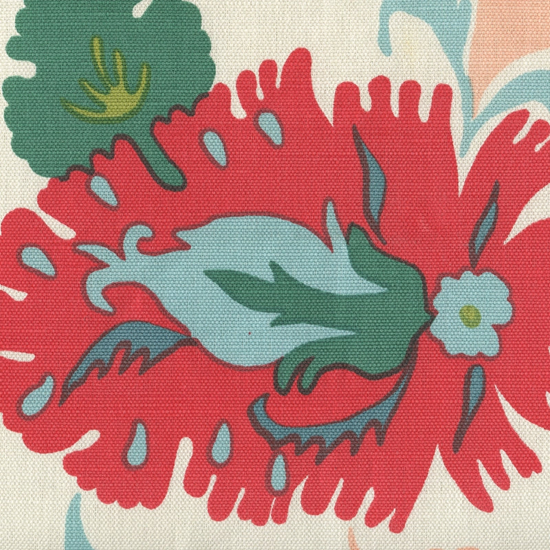 Sample 306224W Uzbek, Multi Green Pink Blues On Almost White by Quadrille Wallpaper