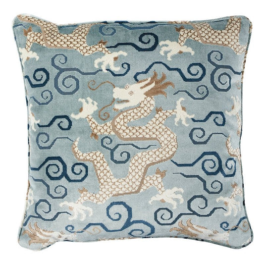 So7310006 Ming Fret Velvet 22" Pilow Mineral By Schumacher Furniture and Accessories 1,So7310006 Ming Fret Velvet 22" Pilow Mineral By Schumacher Furniture and Accessories 2