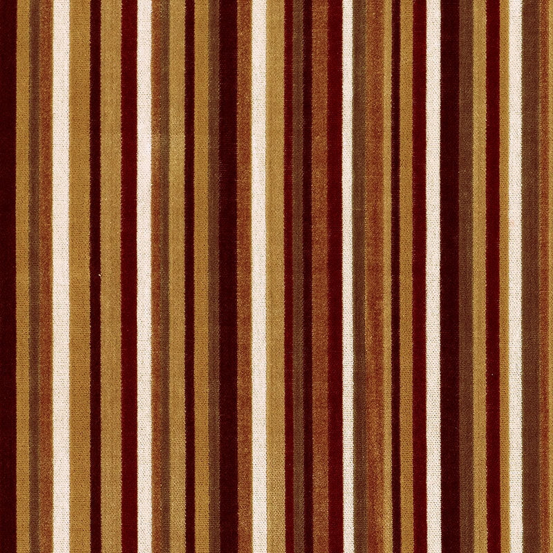 Purchase sample of 55322 Syncopated Velvet Stripe, Bronze / Wine by Schumacher Fabric