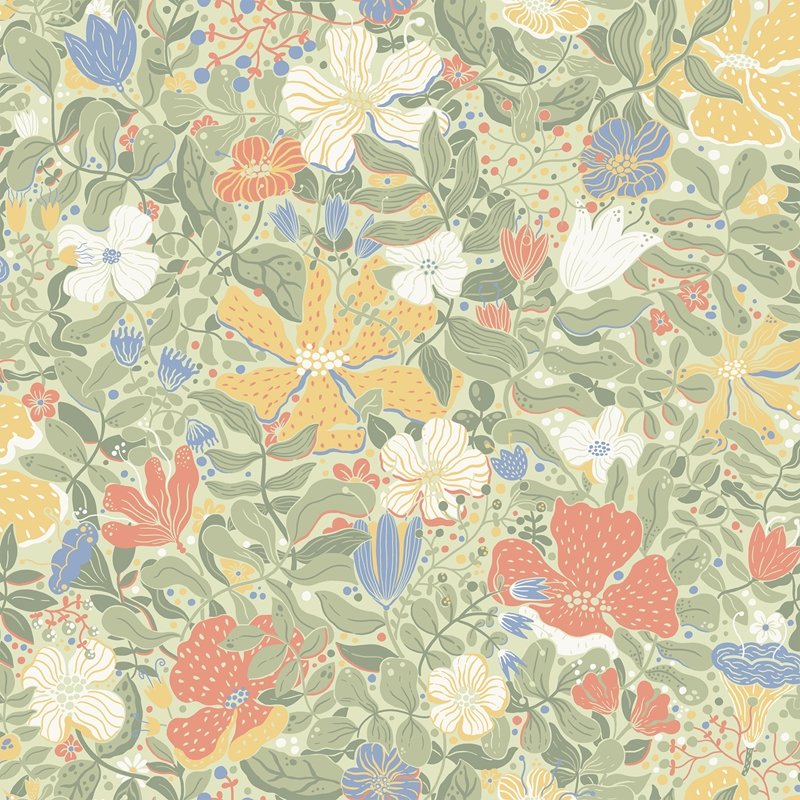 Order 4111-63018 Briony Midsommar Sage Floral Medley Wallpaper Sage A-Street Prints Wallpaper