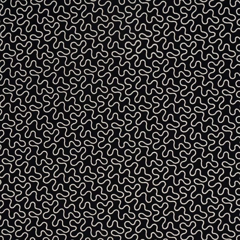Purchase sample of 67605 Meander Embroidery, Black by Schumacher Fabric