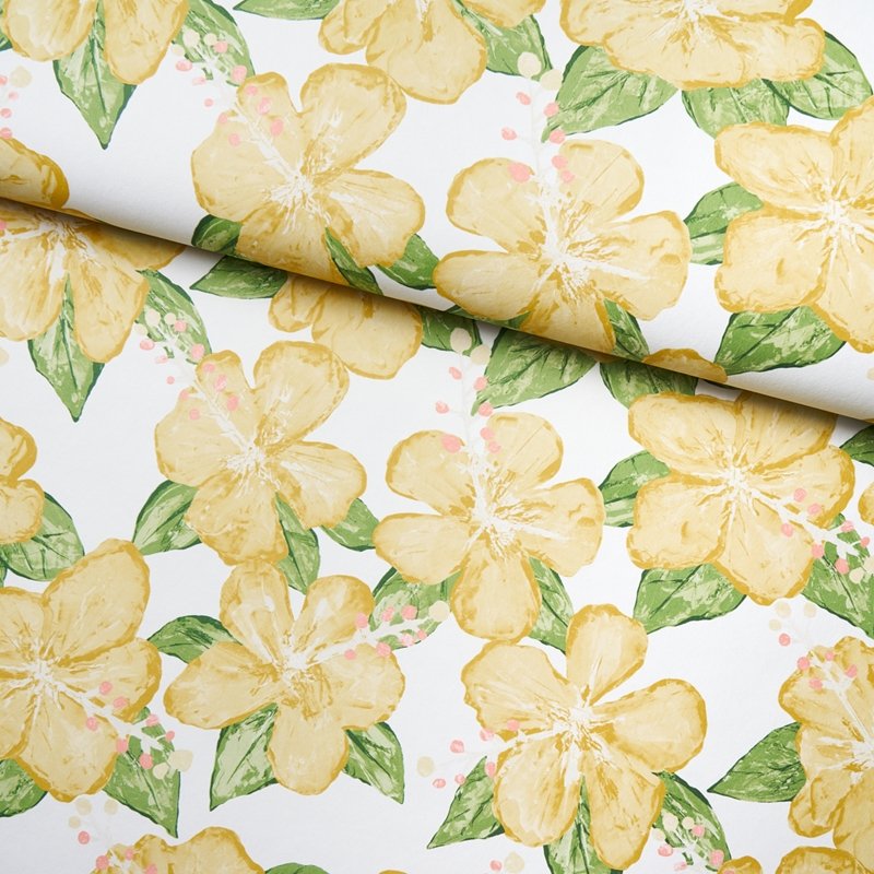 Shop 5013812 Fabienne Yellow Schumacher Wallcovering Wallpaper