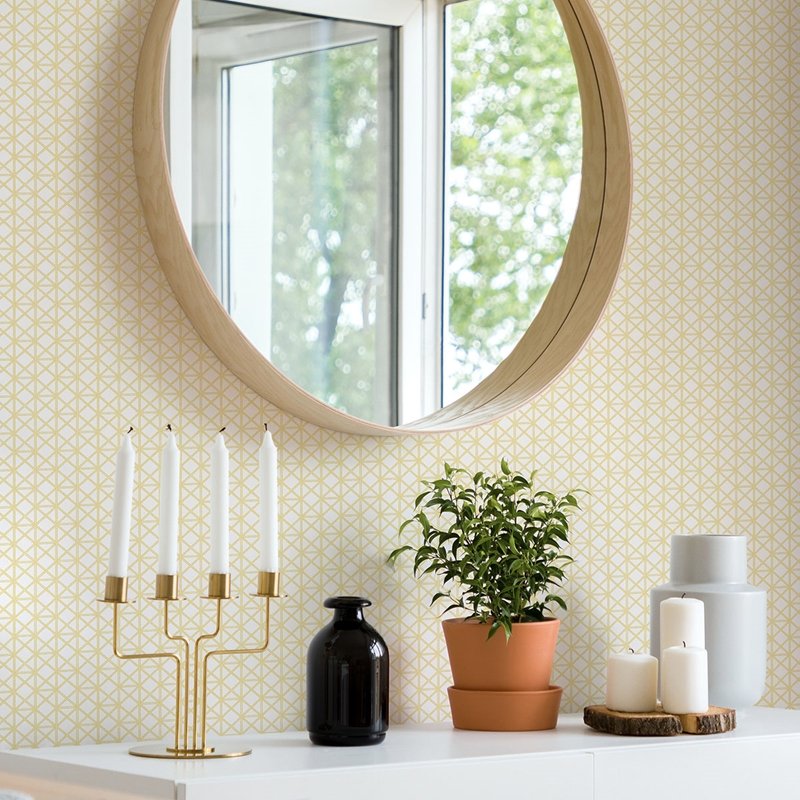 Buy 2969-26003 Pacifica Lisbeth Yellow Geometric Lattice Yellow A-Street Prints Wallpaper