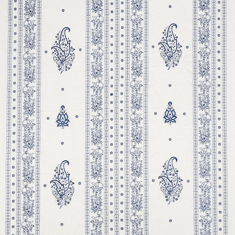 Purchase sample of 65802 Jaipur Linen Embroidery, Blue by Schumacher Fabric