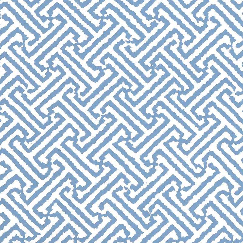Sample 6890WP-18 Java Java, French Blue on White by Quadrille Wallpaper