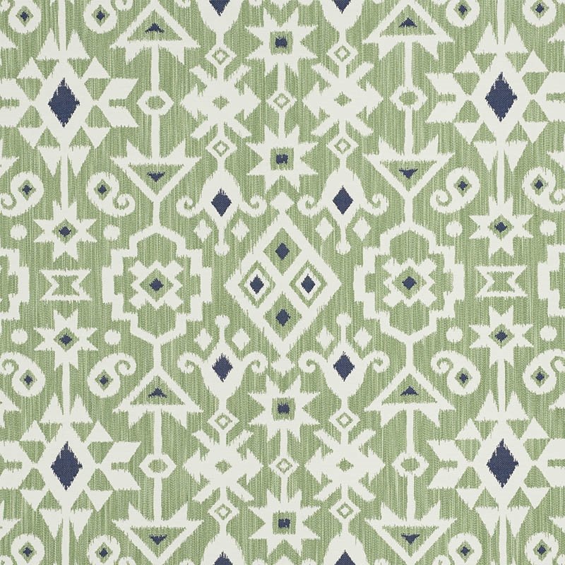 Purchase sample of 76522 Crusoe Ikat, Green by Schumacher Fabric
