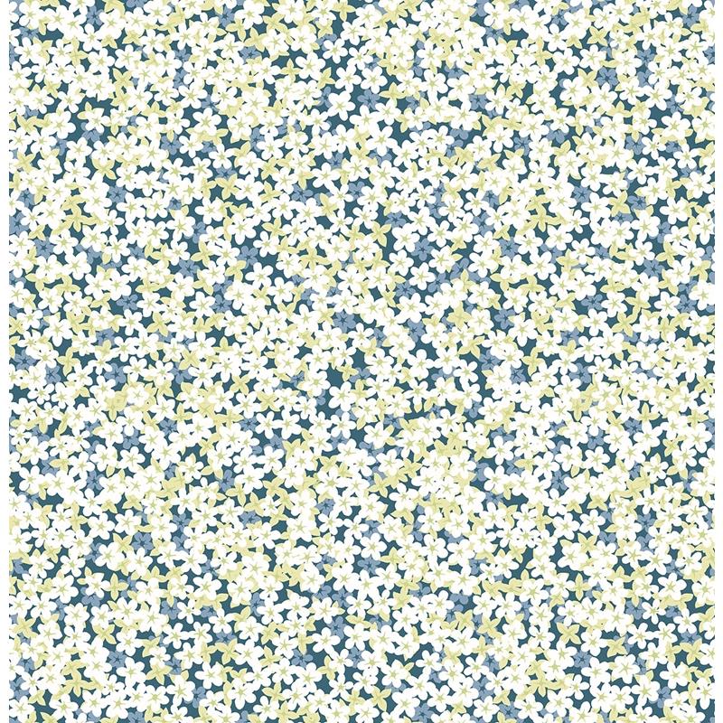 Sample 2901-25445 Perennial,  Giverny Blue Miniature Floral Wallpaper by A Street Prints