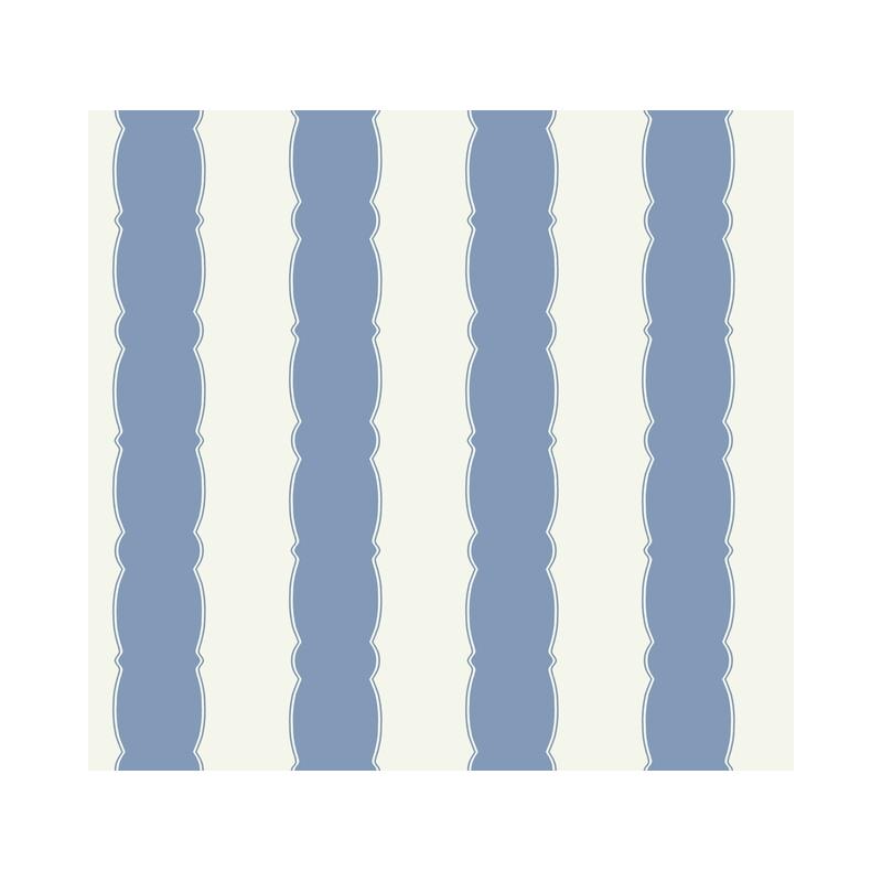Sample GR6012 Grandmillennial, Scalloped Stripe Blue York Wallpaper