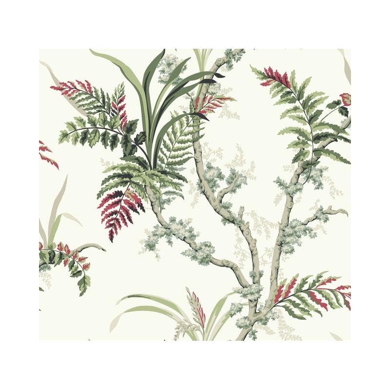 Sample GR5993 Grandmillennial, Enchanted Fern Green/Red York Wallpaper