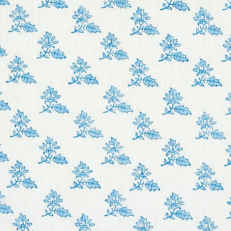 Purchase sample of 179331 Torbay Hand Blocked Print, Blue by Schumacher Fabric