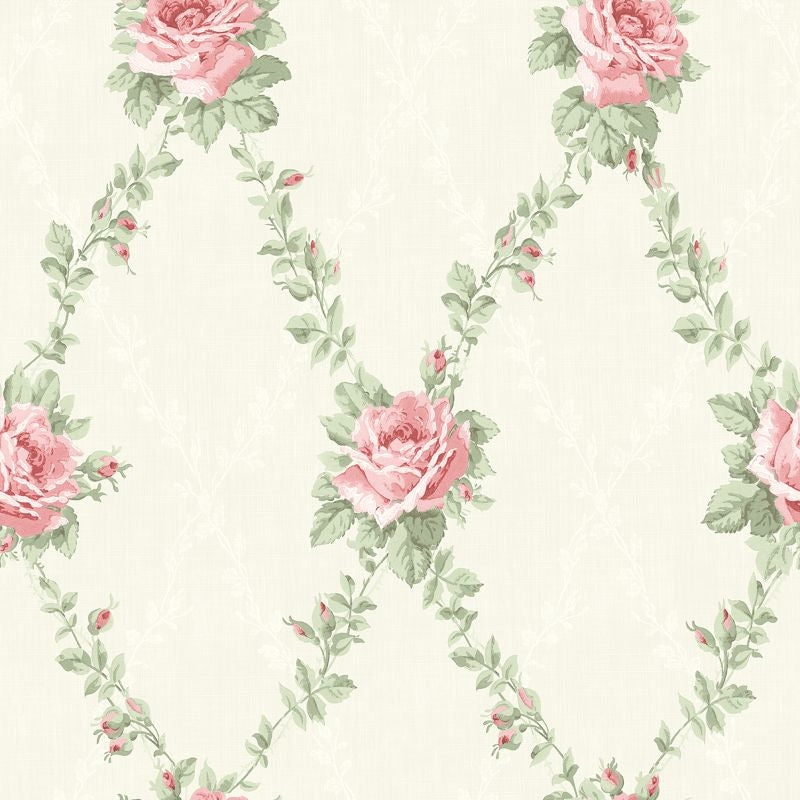 Acquire FS50811 Spring Garden Rose Lattice by Wallquest Wallpaper