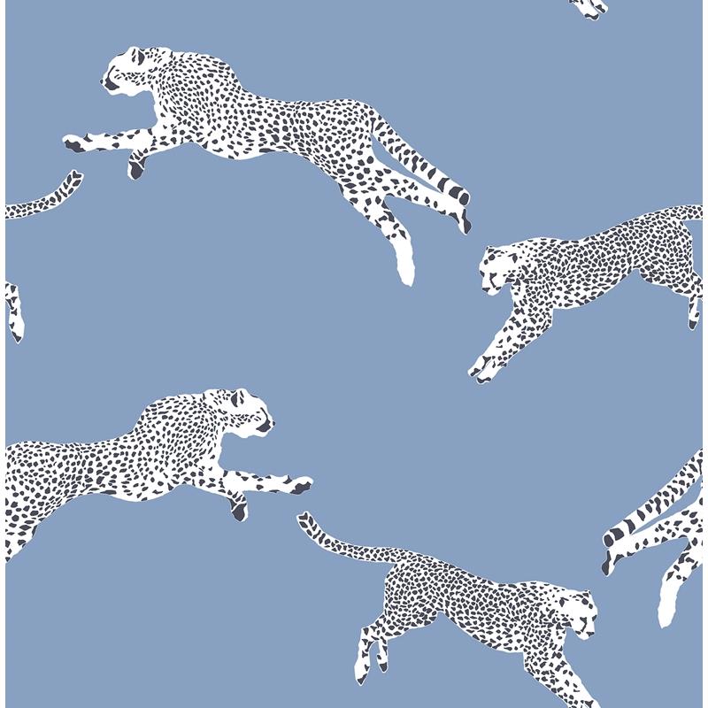 Sample SCS4277 Scalamandre, Cloud Nine Leaping Cheetah Peel and Stick Wallpaper by NuWallpaper
