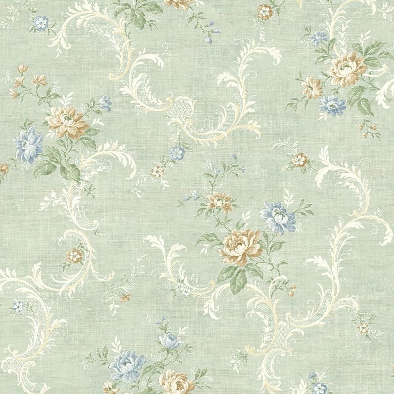 Acquire MV80102 Vintage Home 2 Tossed Floral Scroll by Wallquest Wallpaper