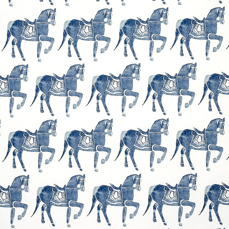 Purchase sample of 179130 Marwari Horse, Navy by Schumacher Fabric