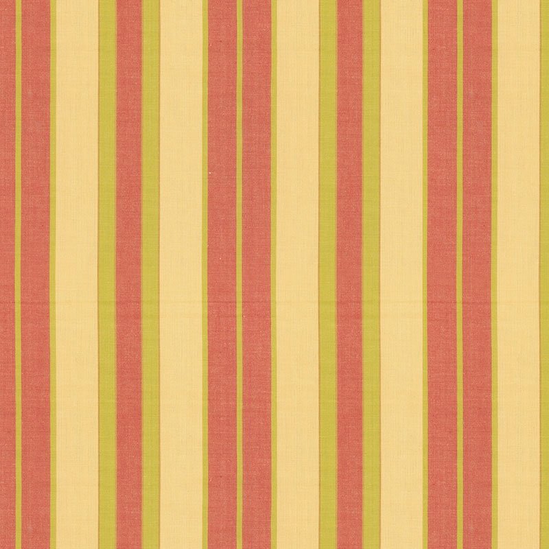 Purchase sample of 62996 Beacon Cotton Stripe, Maize/Pear/Coral by Schumacher Fabric