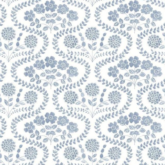 Select FH4023 Simply Farmhouse Folksy Floral Blue/White York Wallpaper