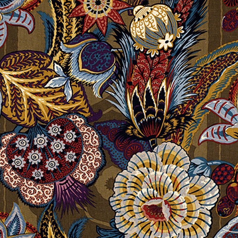 Purchase sample of 173520 Zanzibar Linen Print, Cerulean by Schumacher Fabric