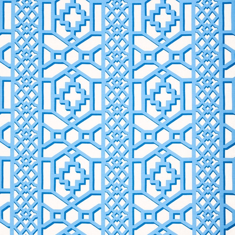 Purchase sample of 175748 Zanzibar Trellis, Blue by Schumacher Fabric