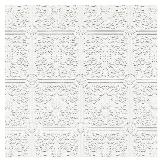 Purchase 4000-96291 PaintWorks Nico White Tin Ceiling Square Paintable White Brewster Wallpaper