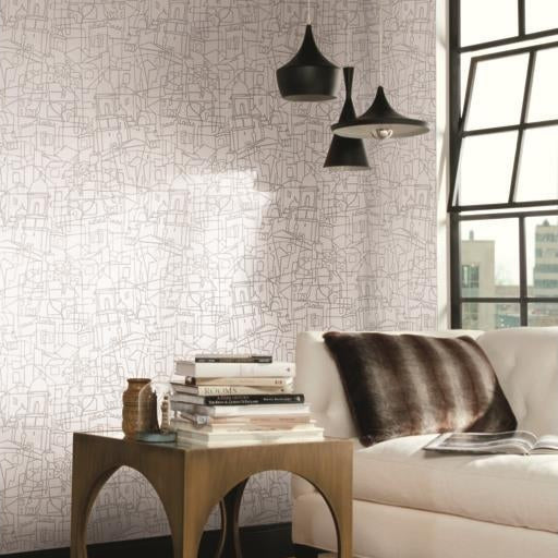 Order Psw1048Rl Line Art Geometrics Grey Peel And Stick Wallpaper