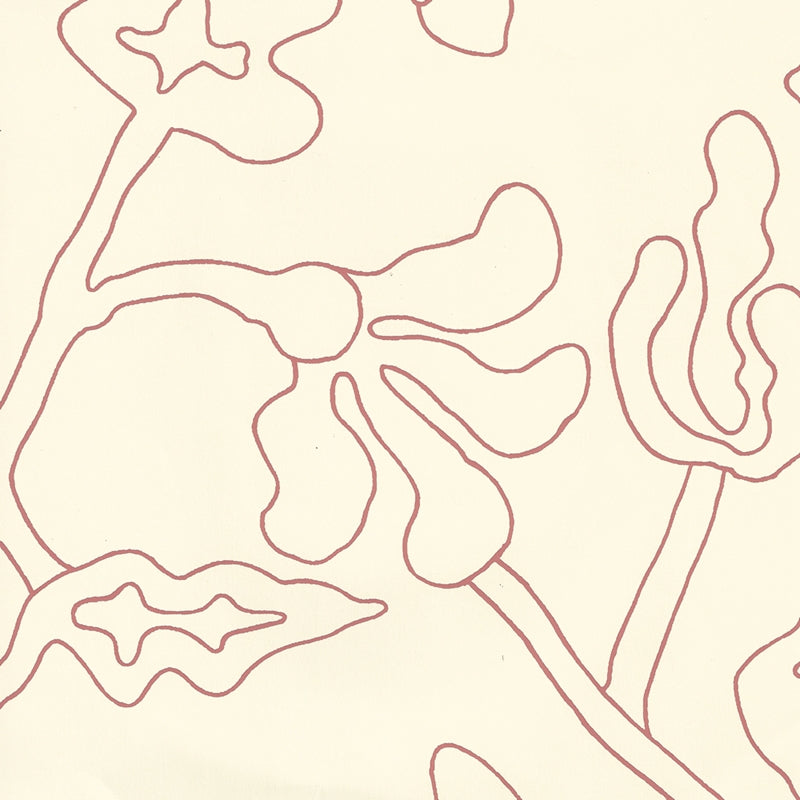 Sample AP804L-02 Potalla Outline, New Shrimp Off White by Quadrille Wallpaper