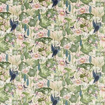 Select F1591/01 Waterlily Blush Velvet Animal/Insects by Clarke And Clarke Fabric