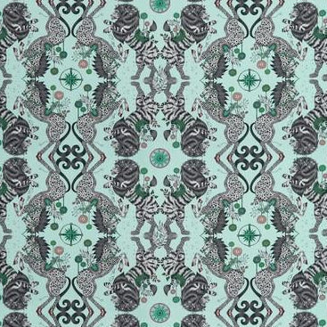 Search F1482/01 Caspian Satin Aqua Animal/Insect by Clarke And Clarke Fabric