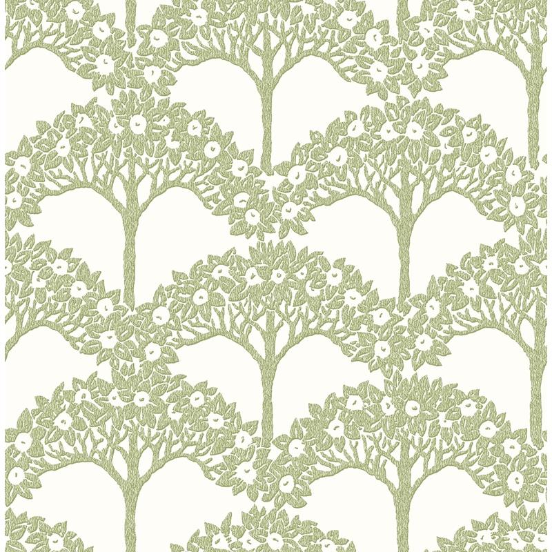 Sample 2970-26114 Revival, Dawson Green Magnolia Tree Wallpaper by A-Street Prints Wallpaper