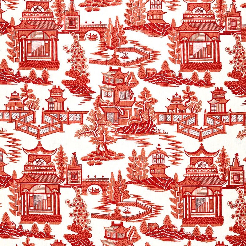 Purchase sample of 174430 Nanjing, Coral by Schumacher Fabric