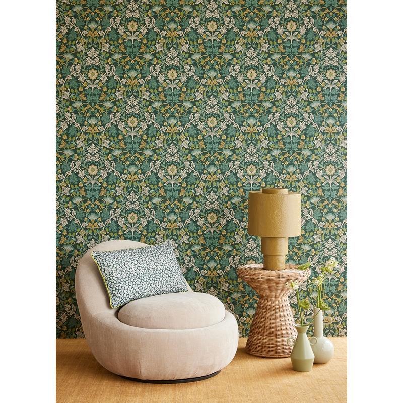316000 Posy Lila Teal Strawberry Floral Wallpaper by Eijffinger,316000 Posy Lila Teal Strawberry Floral Wallpaper by Eijffinger2
