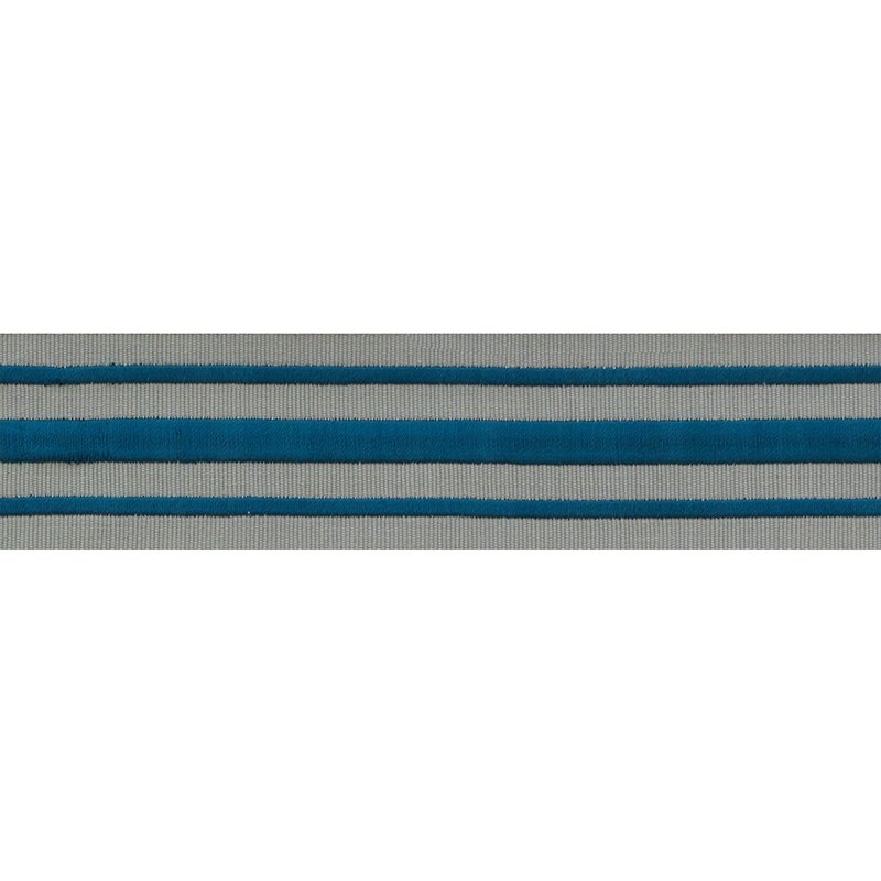70785 | Military Stripe  Tape, Peacock On Celadon - Schumacher Fabric