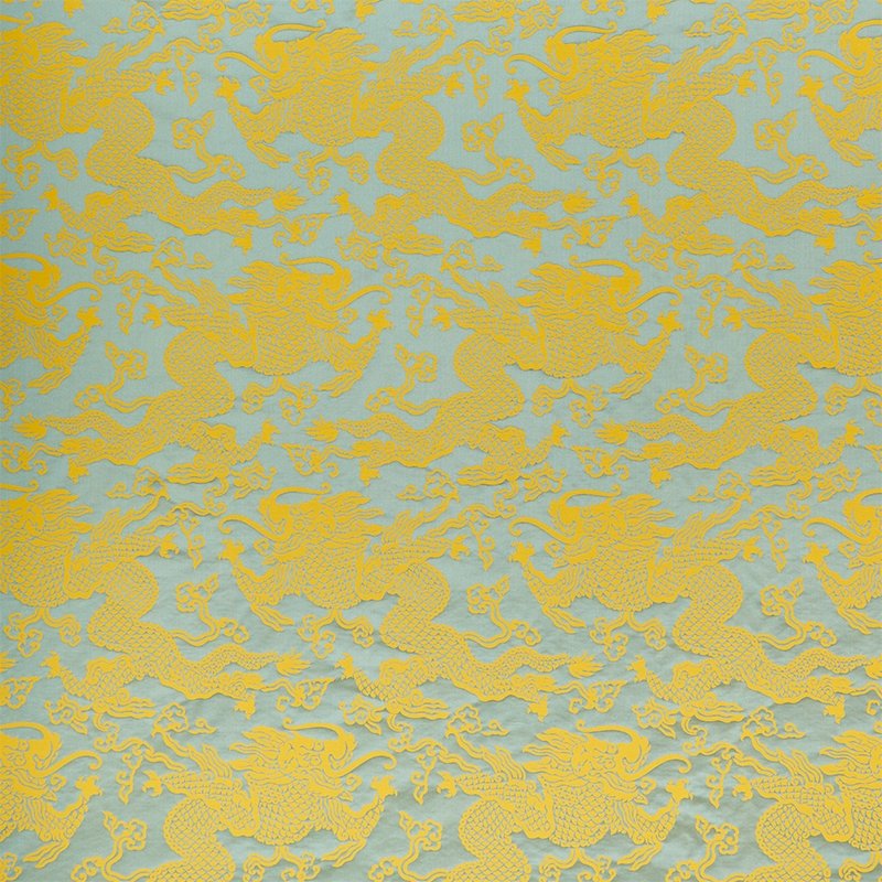 Purchase sample of 78102 Ruan Dragon Damask, Gold by Schumacher Fabric