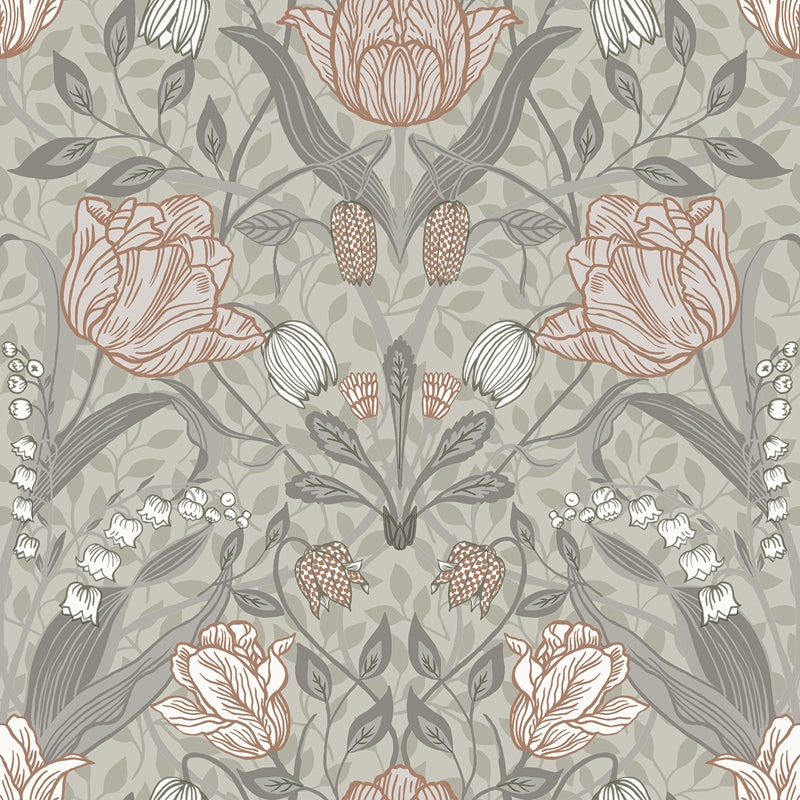 Sample 2999-44105 Annelie, Filippa Grey Tulip by A-Street Prints Wallpaper