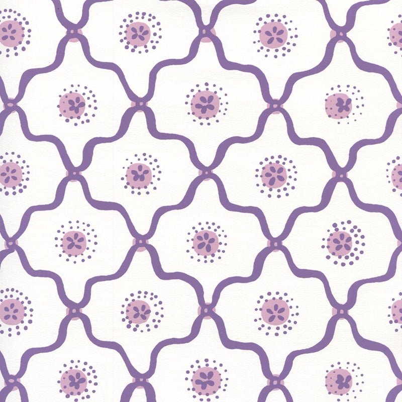 Sample 306320W-05WWP Longfellow, Purple Lilac On White by Quadrille Wallpaper