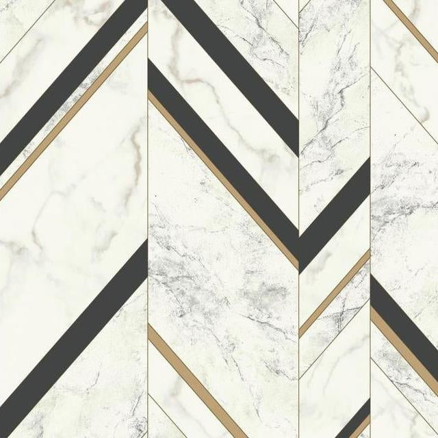 Looking MM1805 Mixed Materials Marble Chevron color Black Chevron by York Wallpaper