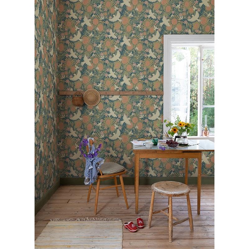 Save on 4111-63007 Briony Dramma Teal Songbirds and Sunflowers Wallpaper Teal A-Street Prints Wallpaper
