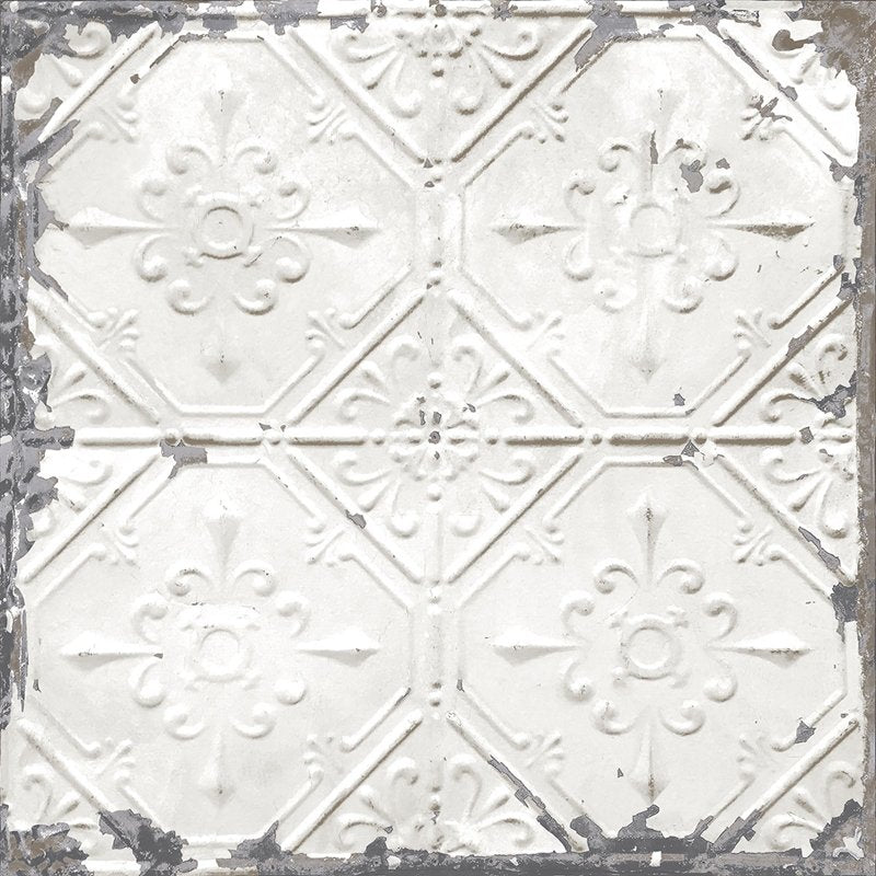 Looking 3115-NU2213 Farmhouse Gallery Off-White Vintage Tin Tile Off-White by Chesapeake Wallpaper
