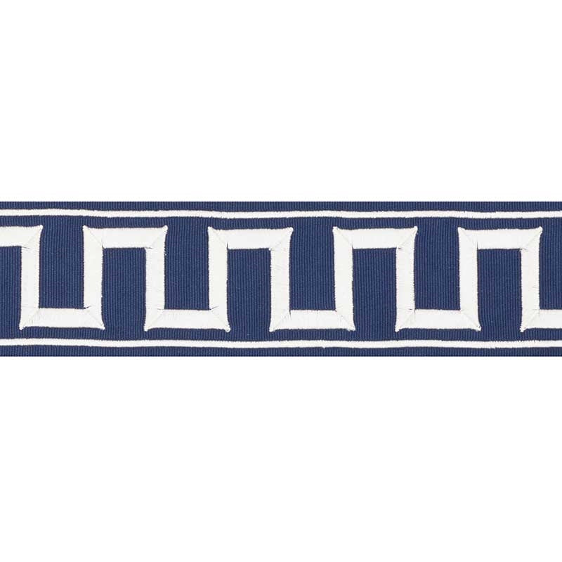 70797 | Greek Key Embroidered Tape, Marine - Schumacher Fabric