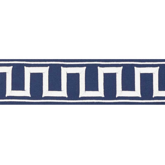 70797 | Greek Key Embroidered Tape, Marine - Schumacher Fabric