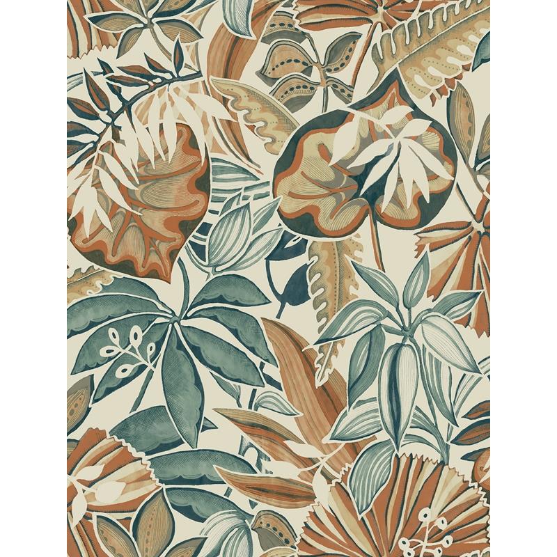 Sample CBS4516 Caroline et Bettina, Spice Feuilles Peel and Stick Wallpaper by NuWallpaper