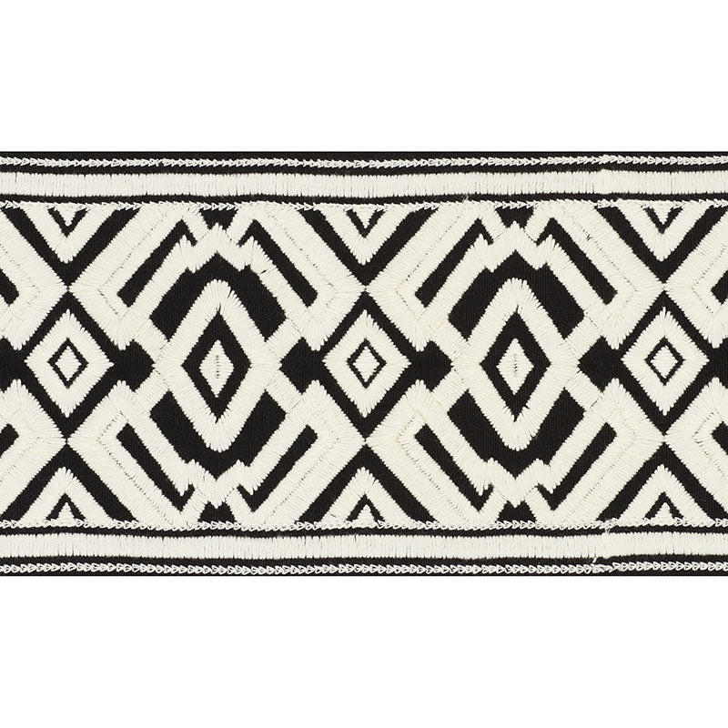 70662 | Avalon Tape, Ivory On Black - Schumacher Fabric