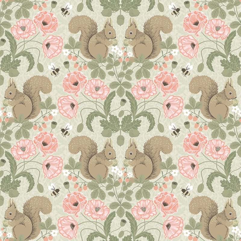 Sample 2999-44120 Annelie, Kurre Pink Woodland Damask by A-Street Prints Wallpaper