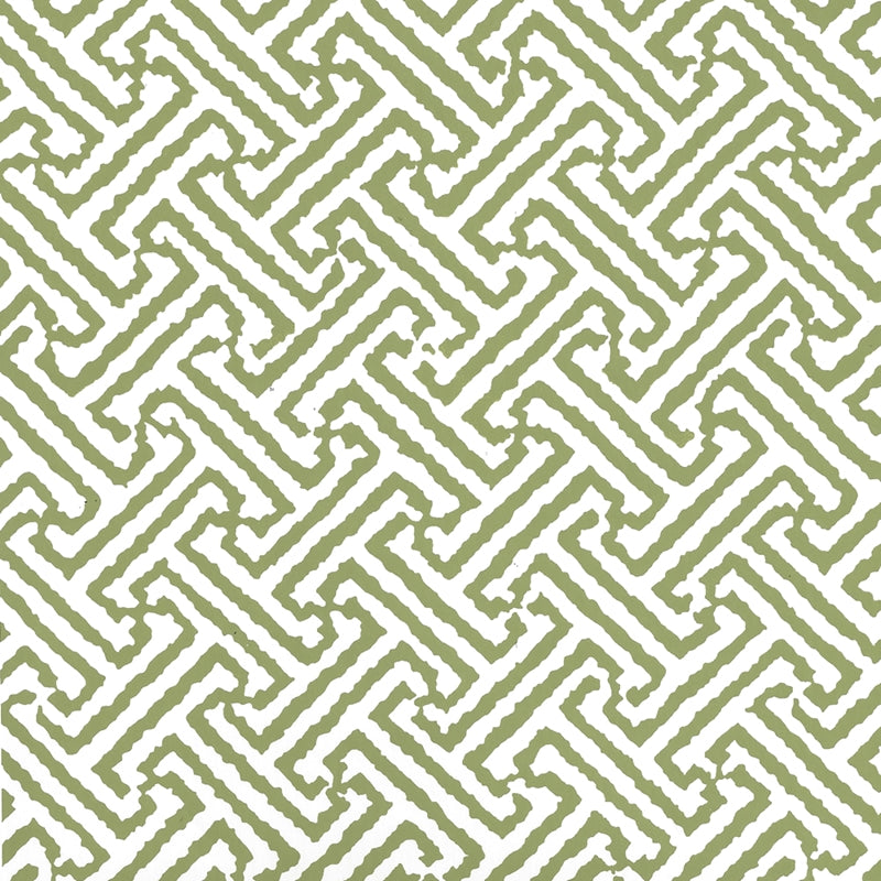 Save 6890WP-12 Java Java Bali Green on White by Quadrille Wallpaper