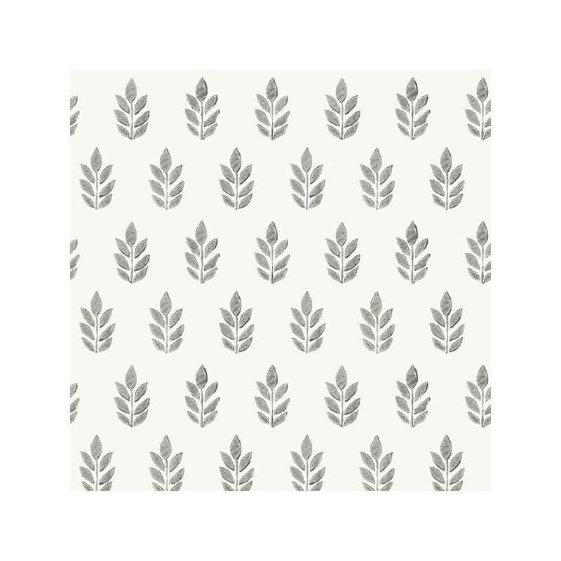 Sample 3122-11300 Flora and Fauna Ervic Charcoal Leaf Block Print by Chesapeake Wallpaper