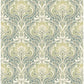 View 2970-26151 Revival Mucha Teal Botanical Ogee Wallpaper Teal A-Street Prints Wallpaper