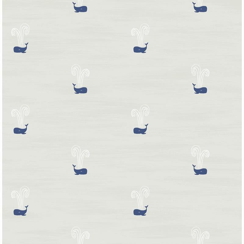 Buy DA60300 Day Dreamers Tiny Whales Soft Gray and Navy by Seabrook Wallpaper