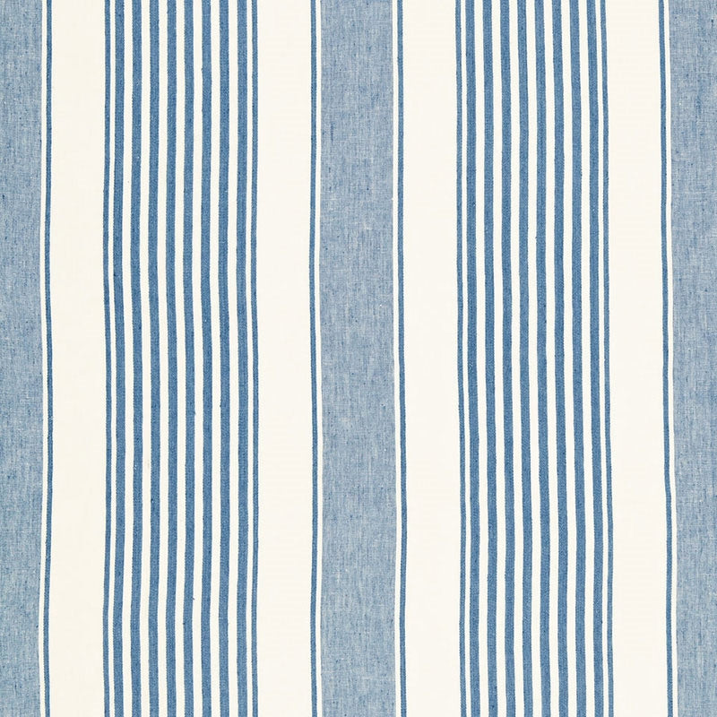 Purchase sample of 66090 Summerville Linen Stripe, Ocean by Schumacher Fabric